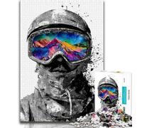 Puzzles pour Adultes 1000 pièces Ski 1000 pièces Jigsaw Staycation Kill Time avec Affiche Assortie et Feuille de Questions 75x50cm