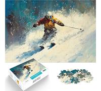Puzzles pour Adultes 1000 pièces Skieur en Action Jouet éducatif d'apprentissage avec des pièces de Formes aléatoires entièrement imbriquées 38x26cm