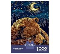 Puzzles pour Adultes 1000 Pièces Sleeping Bear Under Starry Night Puzzles pour Adultes Jeux Relaxants Cadeaux pour Femmes Jeu Stimulant Cadeaux 52x38cm/1000pcs