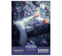 Puzzles pour Adultes 1000 Pièces Sleeping Cat in Blossoms Puzzles pour Adultes Vacances À La Maison Tuer Le Temps Stimuler Le Cerveau Soirée Jeux Et Divertissement en Famille 38x26cm/1000pcs