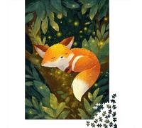 Puzzles pour Adultes 1000 Pièces Sleeping Fox Illustration-3 Puzzles pour Adultes Jeu Manuel Défi Difficile Aidez Votre Cerveau À Faire Travailler 38x26cm/1000pcs