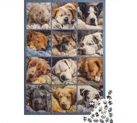 Puzzles pour Adultes 1000 Pièces Sleepy Dogs Quilt Puzzles pour Adultes Jeu Manuel Défi Difficile Aidez Votre Cerveau À Faire Travailler 52x38cm/1000pcs
