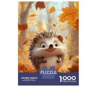 Puzzles pour Adultes 1000 Pièces Smiling Hedgehog in Autumn Puzzle pour Adultes, Jeu De Réflexion, Cadeaux pour Femmes, Activités Amusantes À La Maison 52x38cm/1000pcs