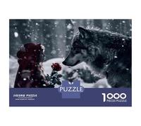 Puzzles pour Adultes 1000 Pièces Snowy Encounter Wolf and Red Riding Hood Puzzle pour Adolescents, Améliore La Mémoire, Stimulant À Compléter, Jeu Amusant pour Toute La Famille 52x38cm/1000pcs