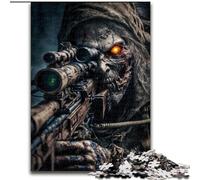 Puzzles pour Adultes 1000 pièces Soldat Zombie de l'armée Morte en Bois, idée Cadeau Unique de décoration d'intérieur à Faire soi-même 50x75cm Fête d'anniversaire pour Hommes Femmes