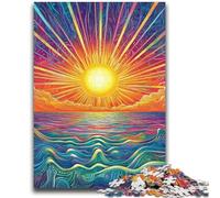 Puzzles pour Adultes 1000 pièces Soleil psychédélique Jeu Stimulant Jouets à Offrir en Cadeau pour Toute la Famille à partir de 14 Ans 26x38cm