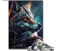 Puzzles pour Adultes 1000 pièces Space Wolf en Bois, décoration Artistique DIY Parfaite ou Cadeau d'anniversaire 50x75cm pour Jeu interactif en Famille