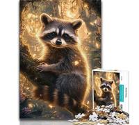 Puzzles pour Adultes 1000 pièces Spirit Raccoon 1000 pièces Jigsaw Staycation Kill Time avec Affiche Assortie et Feuille de Questions 26x38cm
