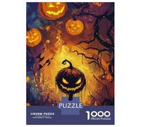 Puzzles pour Adultes 1000 Pièces Spooky Halloween Pumpkin Patch Illustration Puzzles pour Adultes Jeu Manuel Améliore La Mémoire Activités Amusantes À La Maison 38x26cm/1000pcs