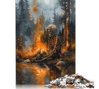 Puzzles pour Adultes 1000 pièces Squelette au Coin du feu Puzzles en Bois créatifs pour Adultes et Adolescents Jeu Stimulant 1000 pièces (75x50cm)