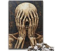 Puzzles pour Adultes 1000 pièces Squelette Couvrant Son Visage Soulagement du Stress Défi Difficile Décoration d'intérieur Unique et Cadeaux 26x38cm