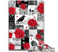 Puzzles pour Adultes 1000 pièces Squelette de Corbeau Difficile et Stimulant avec Affiche et fiche de Questions correspondantes pour Les 14 Ans 50x75cm