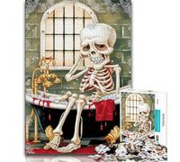 Puzzles pour Adultes 1000 pièces Squelette Difficile prenant Un Bain Puzzles pour Adultes est idéal comme Cadeau pour Toute la Famille Convient pour Et 14 38x26cm