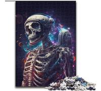 Puzzles pour Adultes 1000 pièces Squelette en Combinaison Spatiale Puzzle en Bois, pour Les Anniversaires, Noël, Halloween, Thanksgiving, Pâques 1000 pièces(50x75cm)