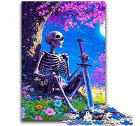 Puzzles pour Adultes 1000 pièces Squelette Guerrier Jeu Stimulant Jouets à Offrir en Cadeau pour Toute la Famille à partir de 14 Ans 50x75cm