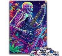 Puzzles pour Adultes 1000 pièces Squelette Jouant de la Guitare Difficile à réaliser, mais Amusant et Humoristique Décoration d'intérieur et Cadeaux Uniques 50x75cm