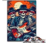 Puzzles pour Adultes 1000 pièces Squelette Jouant de la Guitare, Jouets éducatifs, Jeux Anti-Stress, Superbes Cadeaux et Jouets (Taille 50x75cm)