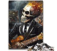 Puzzles pour Adultes 1000 pièces Squelette Jouant de la Guitare pour Un Jeu éducatif et Stimulant, idéal comme Cadeau pour Toute la Famille 26x38cm