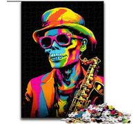 Puzzles pour Adultes 1000 pièces Squelette Jouant du Saxophone, à partir de 14 Ans, idéal pour Les Couples, activités Amusantes à la Maison, Cadeaux d'anniversaire, Cadeaux de Voyage (Taille 50x75cm)