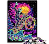 Puzzles pour Adultes 1000 pièces Squelette Vélo Difficile et Défi avec Affiche et Fiche de Trivia pour 14 Ans 26x38cm