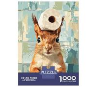 Puzzles pour Adultes 1000 Pièces Squirrel with Toilet Paper Hat Puzzles pour Adolescents : Améliorent La Mémoire, Entraînent Le Cerveau Et La Dextérité, Cadeaux Anti-Stress 38x26cm/1000pcs