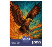 Puzzles pour Adultes 1000 Pièces Stained Glass Eagle Soaring at Sunset Puzzles pour Adolescents : Améliorent La Mémoire, Entraînent Le Cerveau Et La Dextérité, Cadeaux Anti-Stress 38x26cm/1000pcs