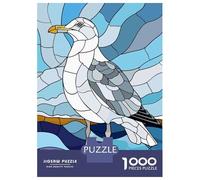 Puzzles pour Adultes 1000 Pièces Stained Glass Seagull by The Sea Puzzle pour Adolescents Assemblage De Motifs Interaction Parent-Enfant Jeu Au Design Soigné 70x50cm/1000pcs