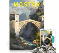 Puzzles pour Adultes 1000 pièces Stari Most Style Renaissance Jeux éducatifs découpe de précision Collection d'artistes Beaux-Arts 38x26cm