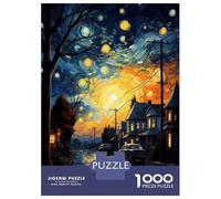 Puzzles pour Adultes 1000 Pièces Starry Night Cityscape Art Print Puzzles pour Adultes - Jeu De Réflexion, Analyse Et Logique - Cadeau Anti-Stress 52x38cm/1000pcs