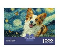 Puzzles pour Adultes 1000 Pièces Starry Night Corgi Adventure Puzzle Casse-tête Amusant Et Humoristique, Cadeau De Noël Ou d'anniversaire 70x50cm/1000pcs