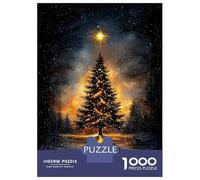 Puzzles pour Adultes 1000 Pièces Starry Night Serenity Illuminated Christmas Tree Puzzles pour Adultes Jeu Manuel Décoration Parfaite Activités Amusantes À La Maison 52x38cm/1000pcs