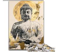 Puzzles pour Adultes 1000 pièces Statue de Bouddha doré, Aide Le Cerveau à exercer des Jouets addictifs pour cultiver la Patience et améliorer la mémoire (Taille 50x75cm)