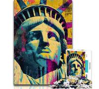 Puzzles pour Adultes 1000 pièces Statue de la Liberté Puzzles pour Adolescents Anti-Stress Staycation Tuer Le Temps Améliorer l'amour Entre Les Couples 26x38cm