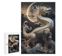 Puzzles pour adultes 1000 pièces Statue Dragon Blanc Moonlit Puzzles pour adolescents, Jouets de bricolage, Cadeaux pour femmes, Convient également comme cadeau pour toute la famille 1000 pièces