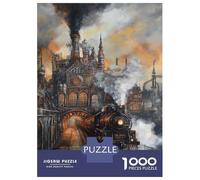 Puzzles pour Adultes 1000 Pièces Steampunk Train Journey Puzzles pour Adultes Jeu Manuel Décoration Parfaite Activités Amusantes À La Maison 70x50cm/1000pcs