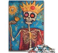 Puzzles pour Adultes 1000 pièces Style Basquiat, tête de Mort, Couronne, Anti-Stress, Vacances à la Maison, Tue Le Temps, décoration Parfaite pour Les 14 Ans et Plus, 26x38cm