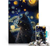 Puzzles pour Adultes 1000 pièces Style Chat Van Gogh Séjour Anti-Stress pour Tuer Le Temps Cadeaux du Père Noël Secret 38x26cm