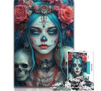 Puzzles pour Adultes 1000 pièces Style Mexicain, Motif tête de Mort, pour Adultes, Anti-Stress, pour Passer Le Temps et améliorer l'amour Entre Couples (Taille 38x26cm)