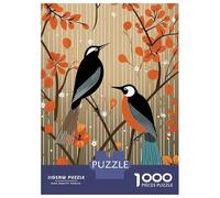 Puzzles pour Adultes 1000 Pièces Stylized Birds on Branches Puzzle pour Adultes - Jeu Anti-Stress - Améliore La Mémoire - Difficile Et Stimulant 38x26cm/1000pcs