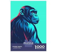Puzzles pour Adultes 1000 Pièces Stylized Chimpanzee Portrait Puzzle pour Adultes, Jouet Anti-Stress, Difficile, Excellent Cadeau pour Les Amateurs De Jeux 38x26cm/1000pcs