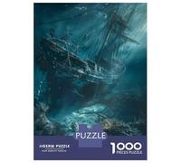 Puzzles pour Adultes 1000 Pièces Sunken Pirate Ship Wreck Puzzle Jeux Relaxants Cadeau d'anniversaire À Offrir À Toute La Famille 70x50cm/1000pcs