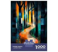 Puzzles Pour Adultes 1000 Pièces Sunny Path Inspired by August Macke - Geometric Abstract Landscape Art Puzzles Pour Adultes Jeu Manuel Décoration Parfaite Activités Amusantes À La Maison 70x50cm/1000