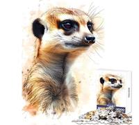 Puzzles pour Adultes 1000 pièces Suricate Aquarelle Décoration Murale Jeu éducatif avec Poster et fiche de Questions Assortis Dimensions 50x75cm