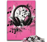 Puzzles pour Adultes 1000 pièces Symboles musicaux Casques d'écoute pour Les 14 Ans et Plus Cadeaux intéressants pour la réduction du Stress pour Les Amis et la Famille 50x75cm