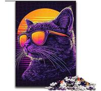 Puzzles pour Adultes 1000 pièces Synthwave Chat Violet, Jouet éléphant, Jeu intellectuel, Cadeau d'anniversaire, décoration Murale pour 14 Ans et Plus (Taille 26x38cm)