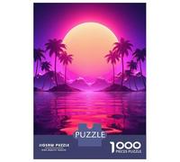 Puzzles pour Adultes 1000 Pièces Synthwave Sunset Escape Puzzles pour Adultes Jeu Manuel Défi Difficile Aidez Votre Cerveau À Faire Travailler 52x38cm/1000pcs
