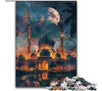 Puzzles pour Adultes 1000 pièces Taj Mahal la Nuit, Difficile avec des pièces entièrement emboîtables de Formes aléatoires (Taille 50x75cm)