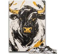 Puzzles pour Adultes 1000 pièces Taureau Noir et doré stimulez Votre Cerveau, stimulez Votre Patience et développez Votre créativité Décoration Parfaite, 50x75cm