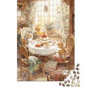 Puzzles pour Adultes 1000 Pièces Tea Time for Two Cats Puzzle pour Adultes, Jeu De Réflexion, Cadeaux pour Femmes, Activités Amusantes À La Maison 52x38cm/1000pcs