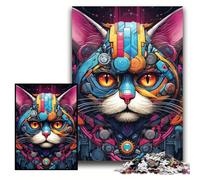 Puzzles pour Adultes 1000 pièces Tech Cat Puzzles Soirée de Jeux en Famille Amusante, œuvre d'art décorative à Faire soi-même Taille 26x38cm